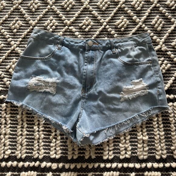 Ashley Mason Denim Cutoff Shorts Distressed Fray - Picture 1 of 5